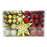 Kit C 100 Bolas De Natal Lisas foscas glitter Gold vermelho