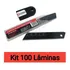 Kit C 100 Lâminas Refil Aço Especial Preto 18mm   Tipo Olfa
