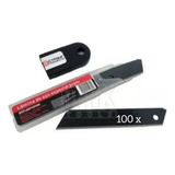 Kit C 100 Lâminas Refil Aço Especial Preto 18mm Tipo Olfa