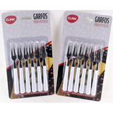Kit C 12 Garfo P Petisco Mini Inox P Queijo Tábua Frios