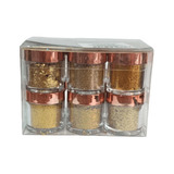Kit C 12 Glitter Decoração De Unhas Ref Ss 2124 Dourado