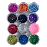 Kit C 12 Glitter Purpurina Colorido Em Pó Cada Contém 3g Cor Pacote Sortido