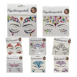 Kit C 12 Strass Adesivo De Rosto   Strass Maquiagem Carnaval
