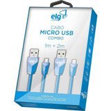 Kit C 2 Cabos Sincronia Recarga Micro Usb 1m 2m Blindados 