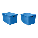 Kit C 2 Caixa Organizadora Rattan Preto 20l E 40 Litros