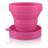 Kit C 2 Copo Retrátil De Silicone C Tampa 150 Ml Dobrável Cor 2 Rosa