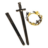 Kit C 2 Coroa Rei E Espada Medieval C bainha Ouro Brinquedo