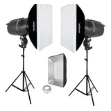 Kit C 2 Flash Tocha Greika Eg 250b 2 Tripé 2 Softbox 500w