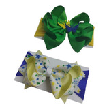 Kit C 2 Laço Infantil Cabelo Tiara Bebê Menina Meia De Seda