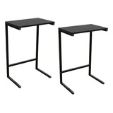 Kit C 2 Mesas De Apoio Lateral Sofá Cama Vintage Industrial Cor Preto