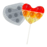 Kit C 2 Moldes Pirulitos Fidget 6 5cm Coração Isomalt 150g