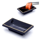 Kit C 2 Molheira Retangular Japonesa Para Shoyu Cor Preta