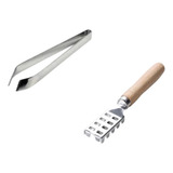Kit C  2 Peças Para Limpar Peixe Descamador E Pinça Cozinha