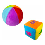 Kit C 2 Pelúcia Dado E Bola Brinquedo Infantil Com Chocalho