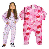 Kit C 2 Pijama Infantil Macacão Frio Menina Longo 001940 2