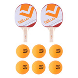 Kit C 2 Raquetes De Ping Pong Tenis De Mesa Force1000 6bolas