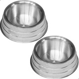 Kit C 2 Vasilha Comedouro Alumínio Polido Pesado P 700ml
