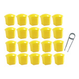 Kit C 20 Capas Parafusos Roda 19mm Mod Sextavadas Amarelas