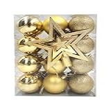 Kit C 24 Bolas De Natal Lisas Foscas Glitter De 6cm Dourado