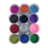 Kit C 24 Glitter Purpurina Colorido Em Pó Cada Contém 3g