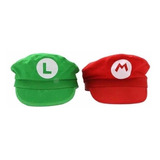 Kit C/2un Quepe Super Mario Bros Luigi Verde Vermelho Chapéu