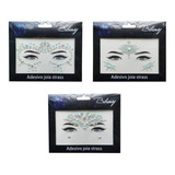 Kit C 3 Adesivo Joia Strass Rosto Maquiagem Carnaval Festa