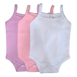 Kit C 3 Alcinha   Rosa Bebê branco lilás   Body Bebê Algodão