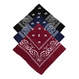 Kit C 3 Bandanas Lenço Preto Bordô Marinho Algodão Ref 239