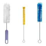Kit C 3 Escova P Lavar Garrafas Mamadeira 28 34 38 Cm Cor Colorido