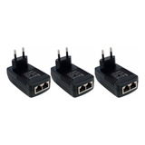 Kit C 3 Fonte Poe Lan Compacta 12v 1a Conector Rj45 8p8c