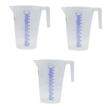Kit C 3 Jarra Graduada 5 Litros Polipropileno Transparente