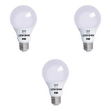 Kit C 3 Lâmpadas Led Nacional Bulbo 9w 12v 24v Branco