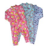 Kit C 3   Pijama De Bebe Soft Estampado Quentinho Infantil