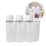 Kit C 3 Pote Hermético Com Tampa Para Armazenamento De Alimentos Com Bico E Copo Medidor 2L Dispenser Para Arroz Dispenser Para Ração Recipiente Para Sabão Em Pó Sabão Liquido 2L 2Kgs