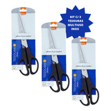 Kit C 3 Tesouras Multiuso 17cm Aço Inox 1701 Brw