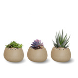 Kit C 3 Vaso De Flores Oval Pequeno Polietileno Cor Cimento
