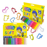 Kit C 30 Massinha De Modelar Soft 20 Moldes Brinde