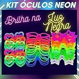Kit C 30 Óculos Festa Balada Neon Brilha Na Luz Negra C Nf