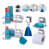 Kit C 4 Acessórios Banheiro Cromados De Ventosa Fixa Arthi