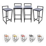 Kit C 4 Banquetas Top Alta 74cm Cozinha Americana Bar Balcão Acabamento Da Estrutura Pintura Epóxi Cor Cinza