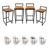 Kit C 4 Banquetas Top Alta 74cm Cozinha Americana Bar Balcão Acabamento Da Estrutura Pintura Epóxi Cor Jambo