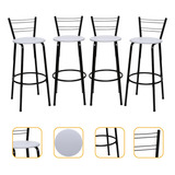 Kit C 4 Banquetas Top Alta Cozinha Americana Bar Balcão Alto Acabamento Da Estrutura Preta Banqueta Atlanta Cor Assento Branco