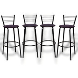 Kit C 4 Banquetas Top Alta Cozinha Americana Bar Balcão Alto Acabamento Da Estrutura Preta Banqueta Atlanta Cor Assento Marrom escuro Itagold Flórida