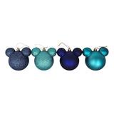 Kit C 4 Bolas De Natal 8cm Lisas Perolada Mickey Disney