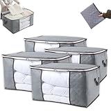 Kit C 4 Bolsas Organizadoras Multiuso C Zíper Visor Transparente Tecido Premium Alças Laterais Dobrável E Empilhável Ideal Para Roupas De Cama Sapatos E Brinquedos Marca Bigzu