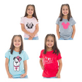 Kit C 4 Camisetas Feminina Meninas