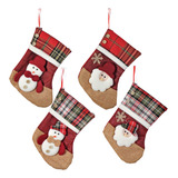 Kit C 4 Enfeites Natalinos Bota Meia Papai Noel Boneco Neve