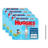 Kit C 4 Pacotes Fralda Huggies Tripla Proteção Xxg 32un Cada