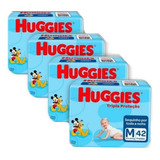 Kit C 4 Pacotes Fraldas Huggies Tripla Proteção M 42 Un Cada