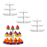 Kit C 4 Suportes Prato Porta Doces Bolo Cupcakes